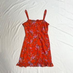 Lush Orange Floral Mini Dress